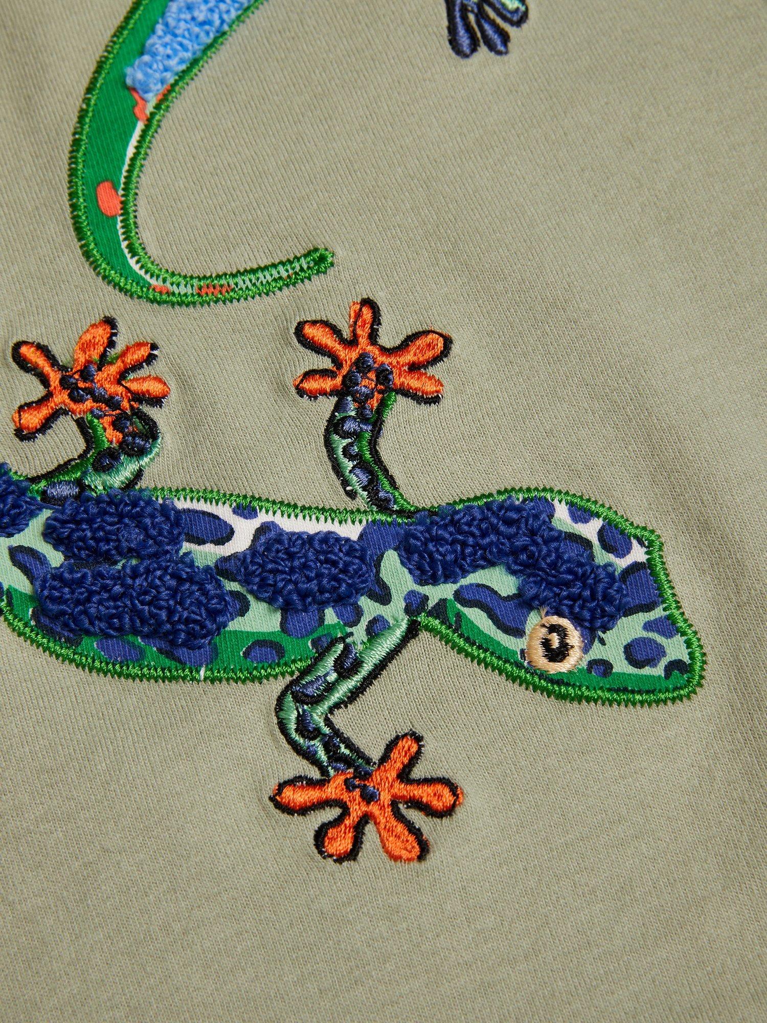Product image 3 of 3, which shows Monsoon Kids' Cotton Lizard T-Shirt, Khaki, 3-4 years