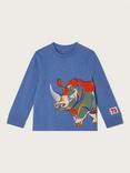 Monsoon Kids' Rhino Print Long Sleeve T-Shirt, Blue