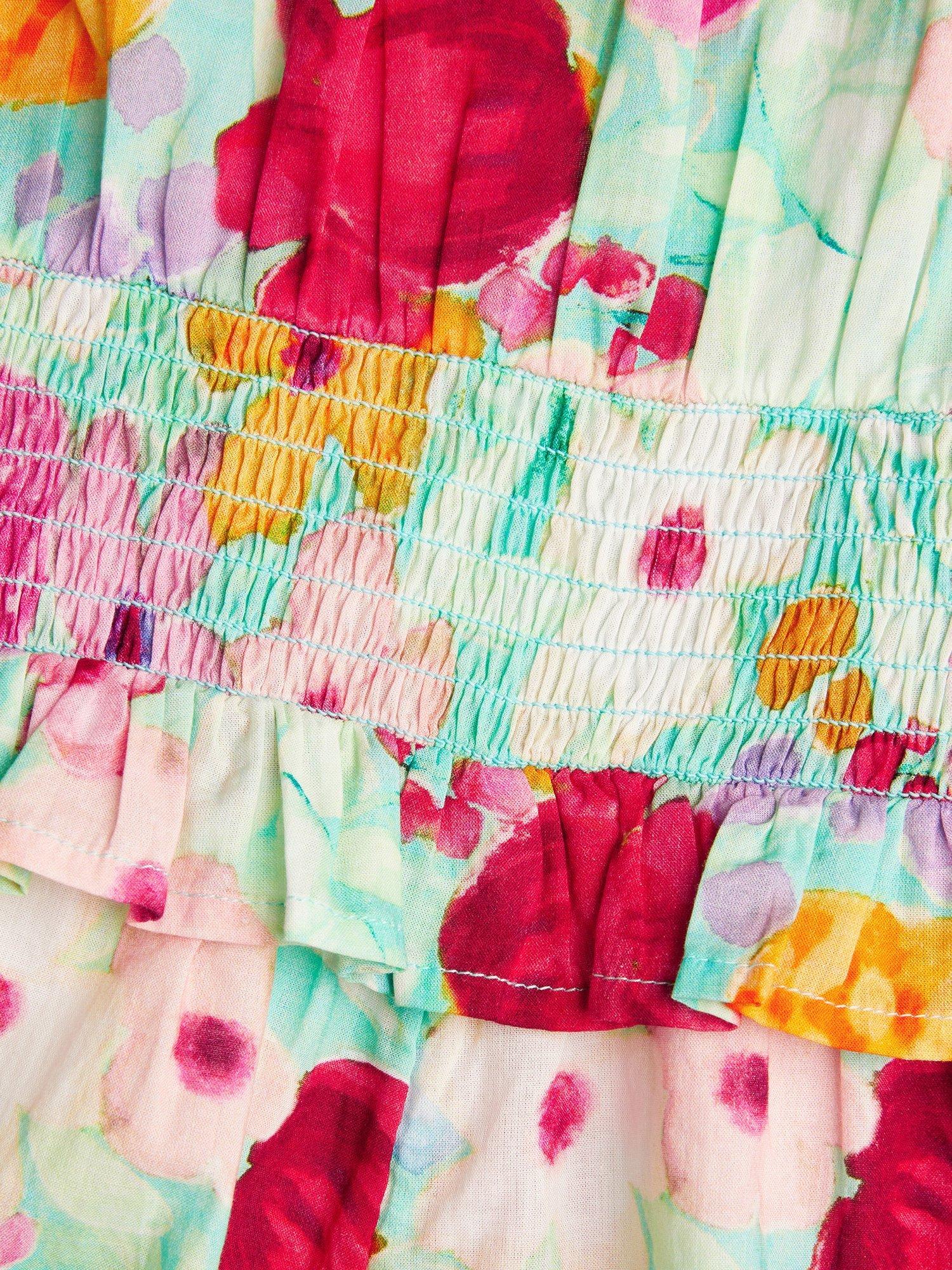 Product image 3 of 3, which shows Monsoon Kids' Floral Playsuit, Green/Multi, 3-4 years