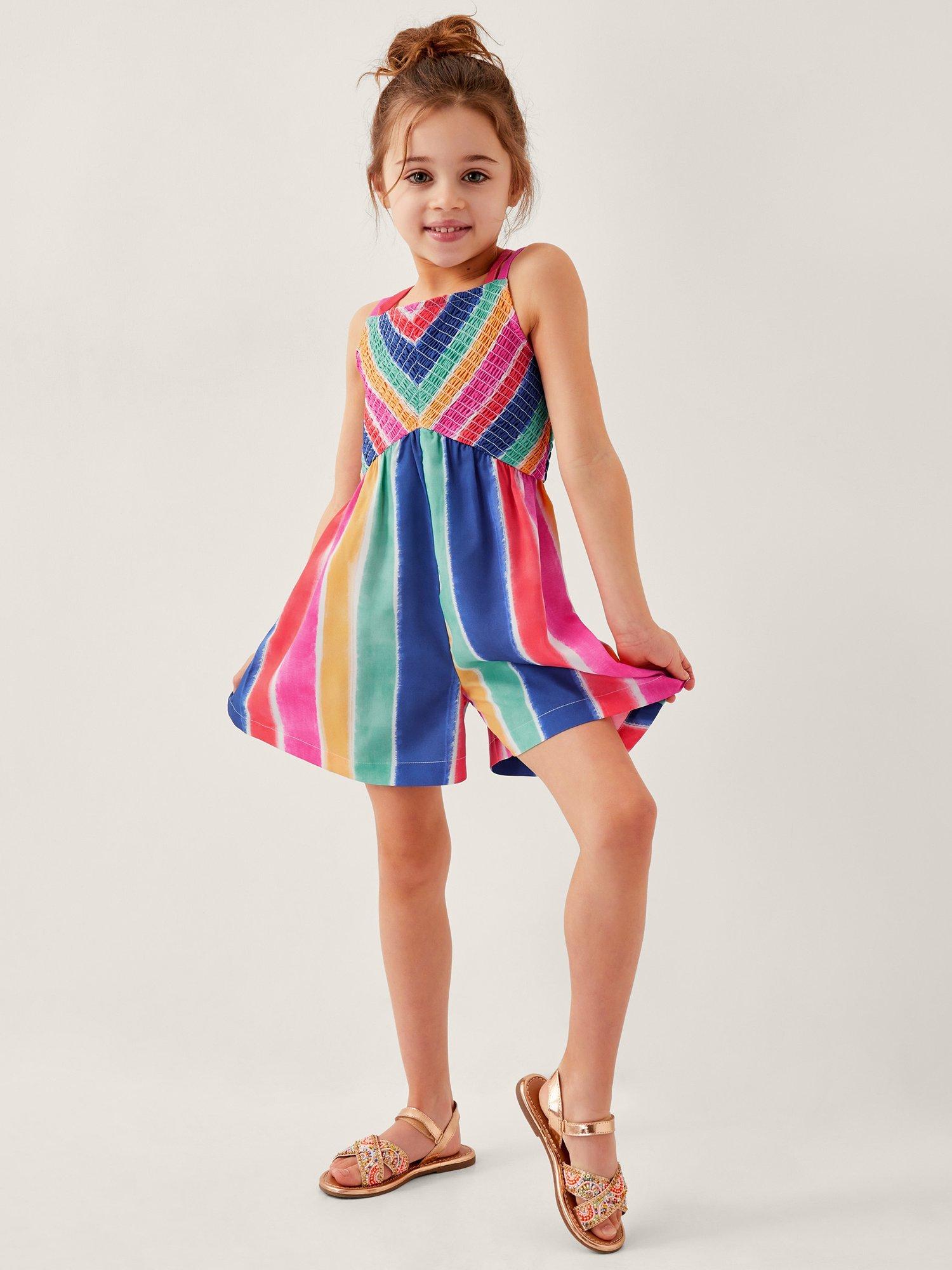 Monsoon Kids' Stripe Strappy Playsuit, Multi
