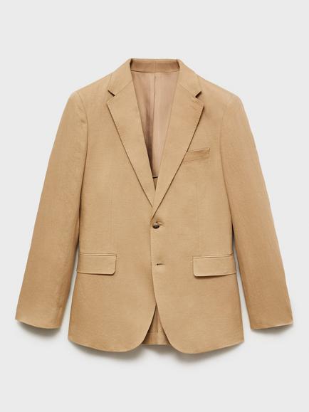 Mango Amalfi Linen Blazer, Beige Natural