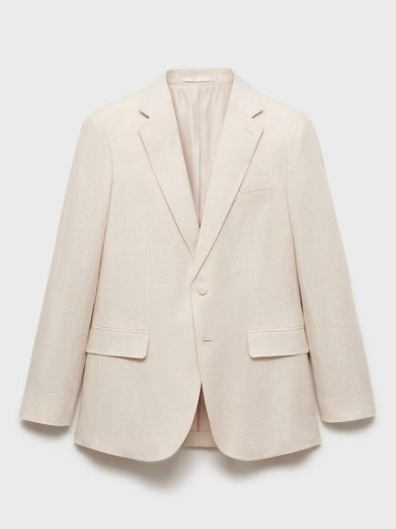 Mango Amalfi Linen Blazer, Light Beige