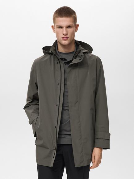 Mango Ares Waterproof Parka Jacket, Mid Green, Mid Green