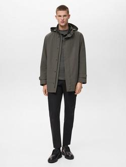 Mango Ares Waterproof Parka Jacket, Mid Green - view 2, Mid Green