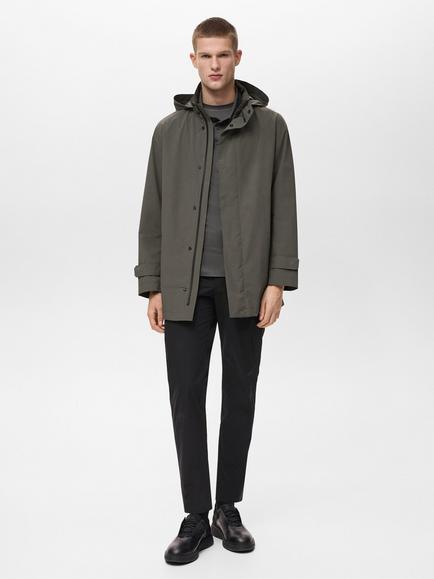 Mango Ares Waterproof Parka Jacket, Mid Green - view 2, Mid Green