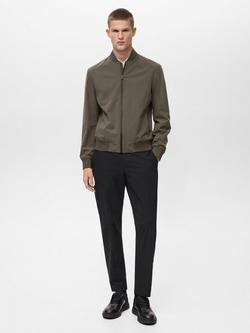 Mango Brenta Bomber Jacket, Mid Green - view 2, Mid Green