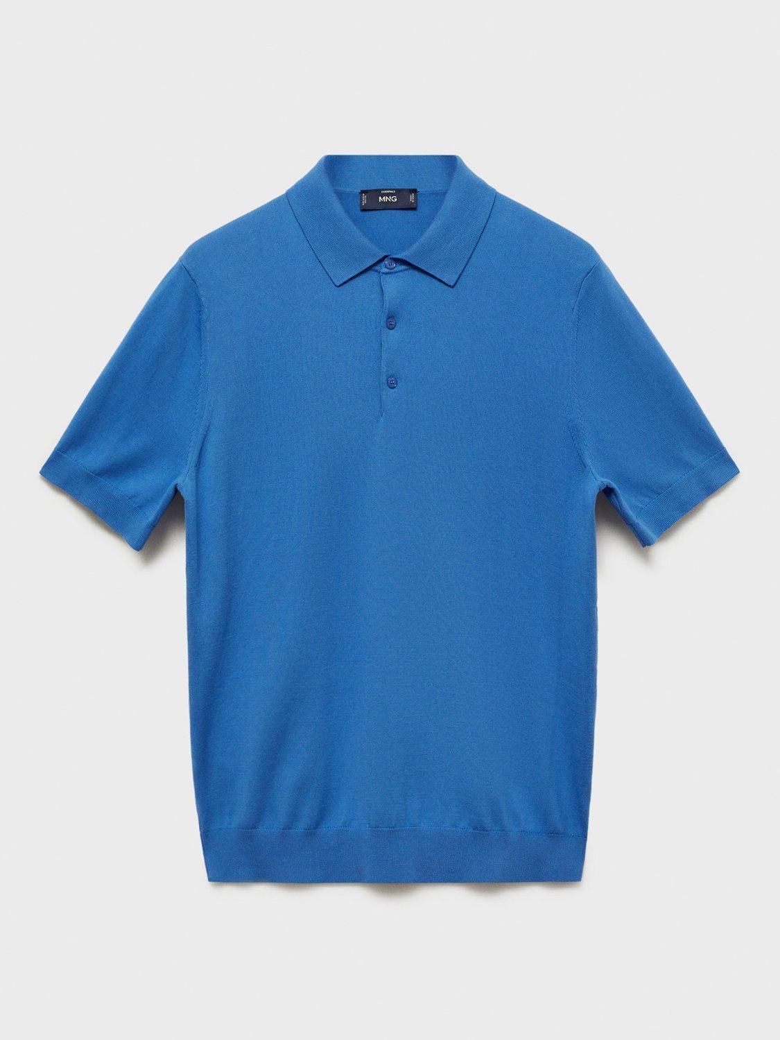 Product image 3 of 7, which shows Mango Arraona Cotton Polo Shirt, Sky Blue, S