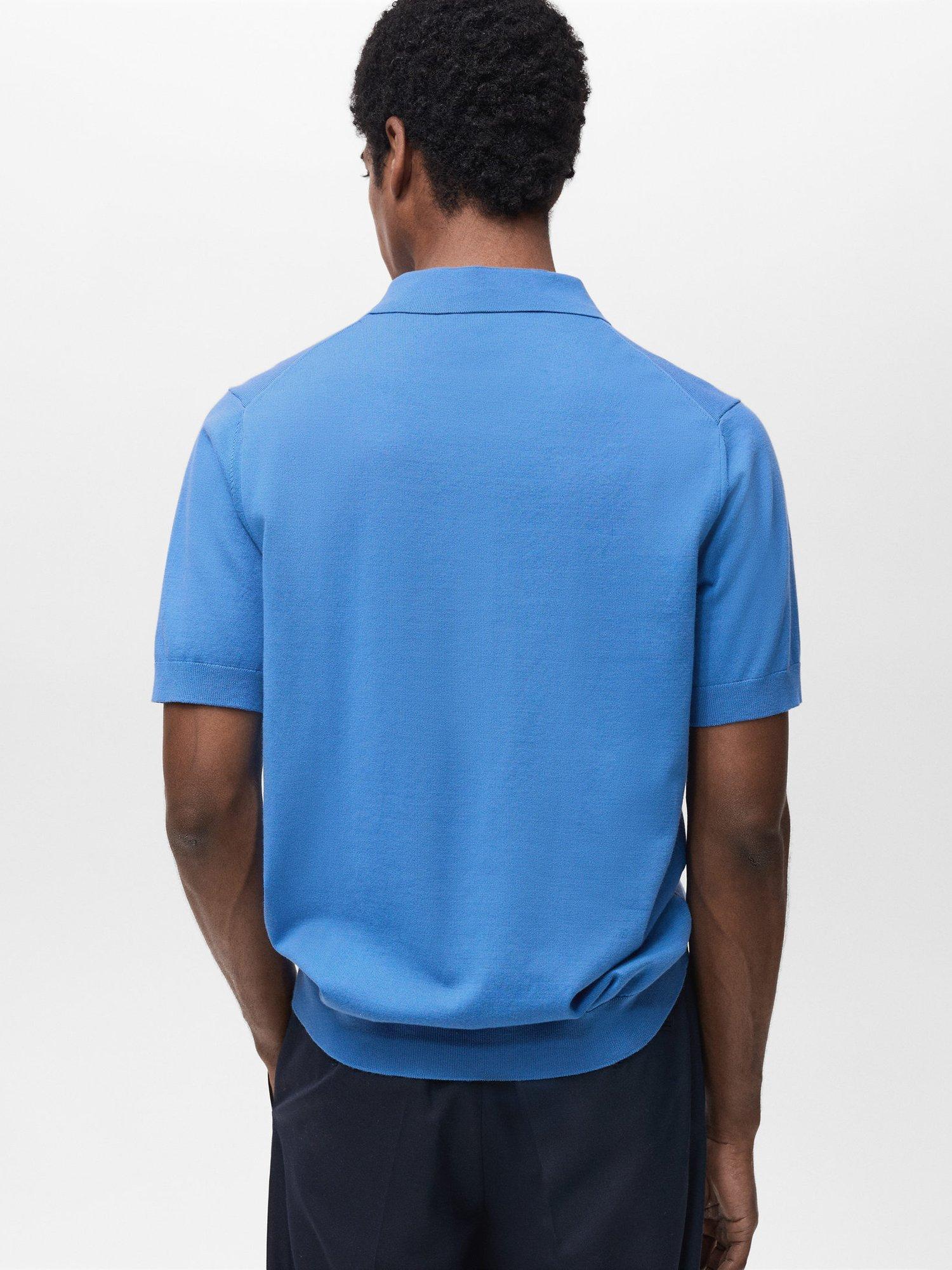 Product image 4 of 7, which shows Mango Arraona Cotton Polo Shirt, Sky Blue, S