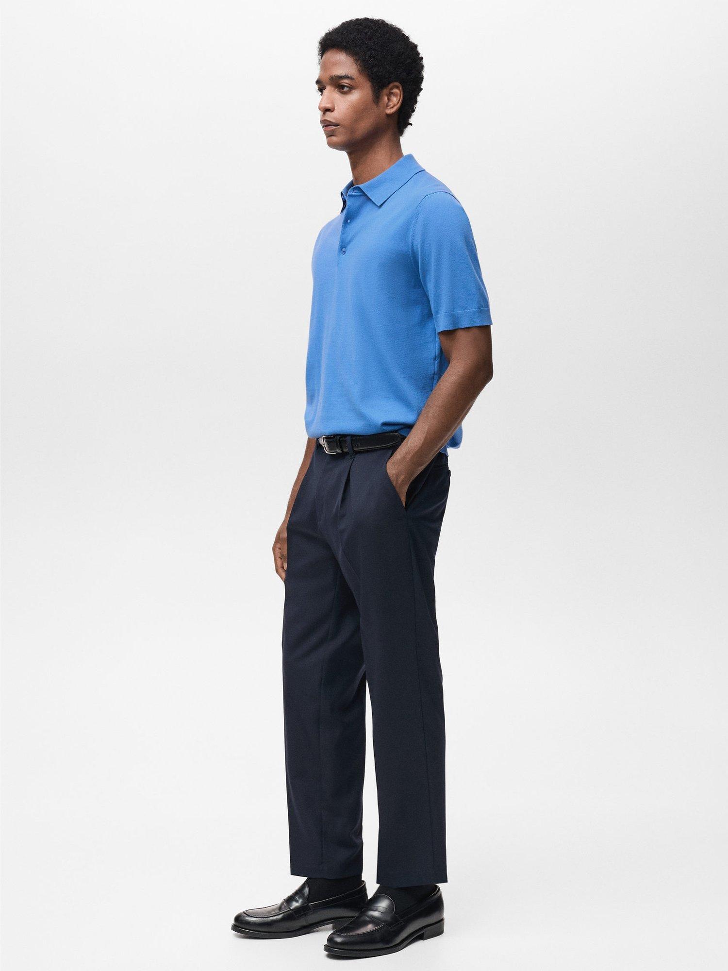 Product image 6 of 7, which shows Mango Arraona Cotton Polo Shirt, Sky Blue, S