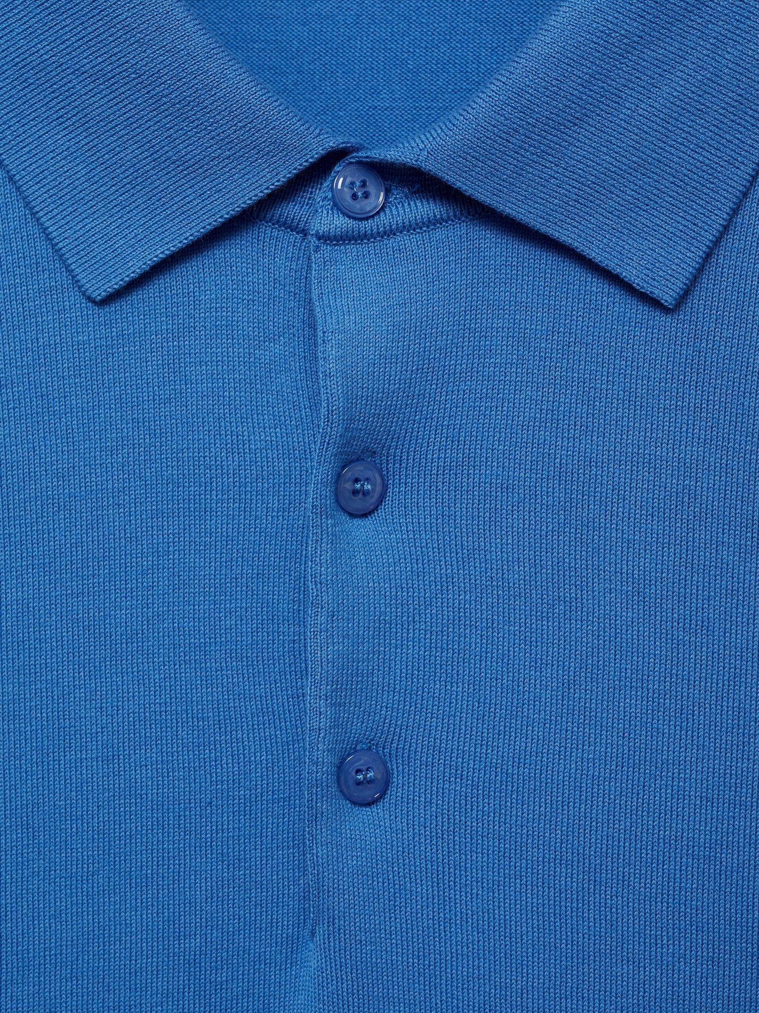 Product image 7 of 7, which shows Mango Arraona Cotton Polo Shirt, Sky Blue, S