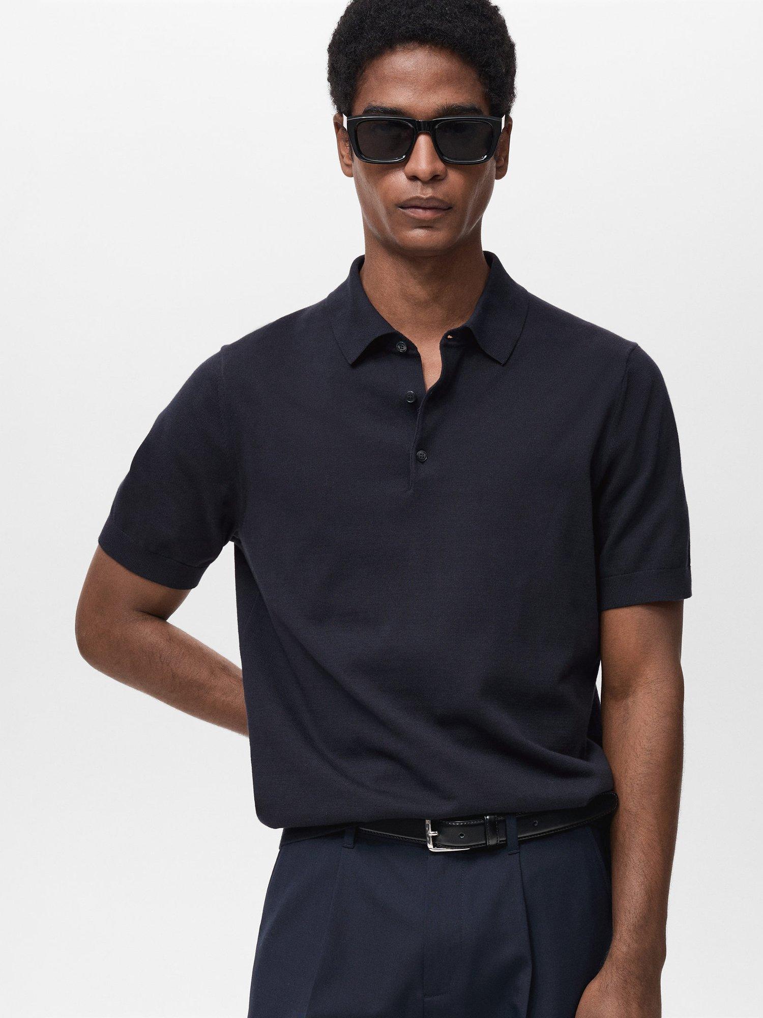 Product image 1 of 7, which shows Mango Arraona Cotton Polo Shirt, Dark Blue, S