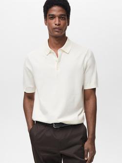 Mango Arraona Cotton Polo Shirt, Natural White, Natural White