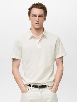 Mango Ezequi Cotton Blend Polo Shirt, Natural White, Natural White