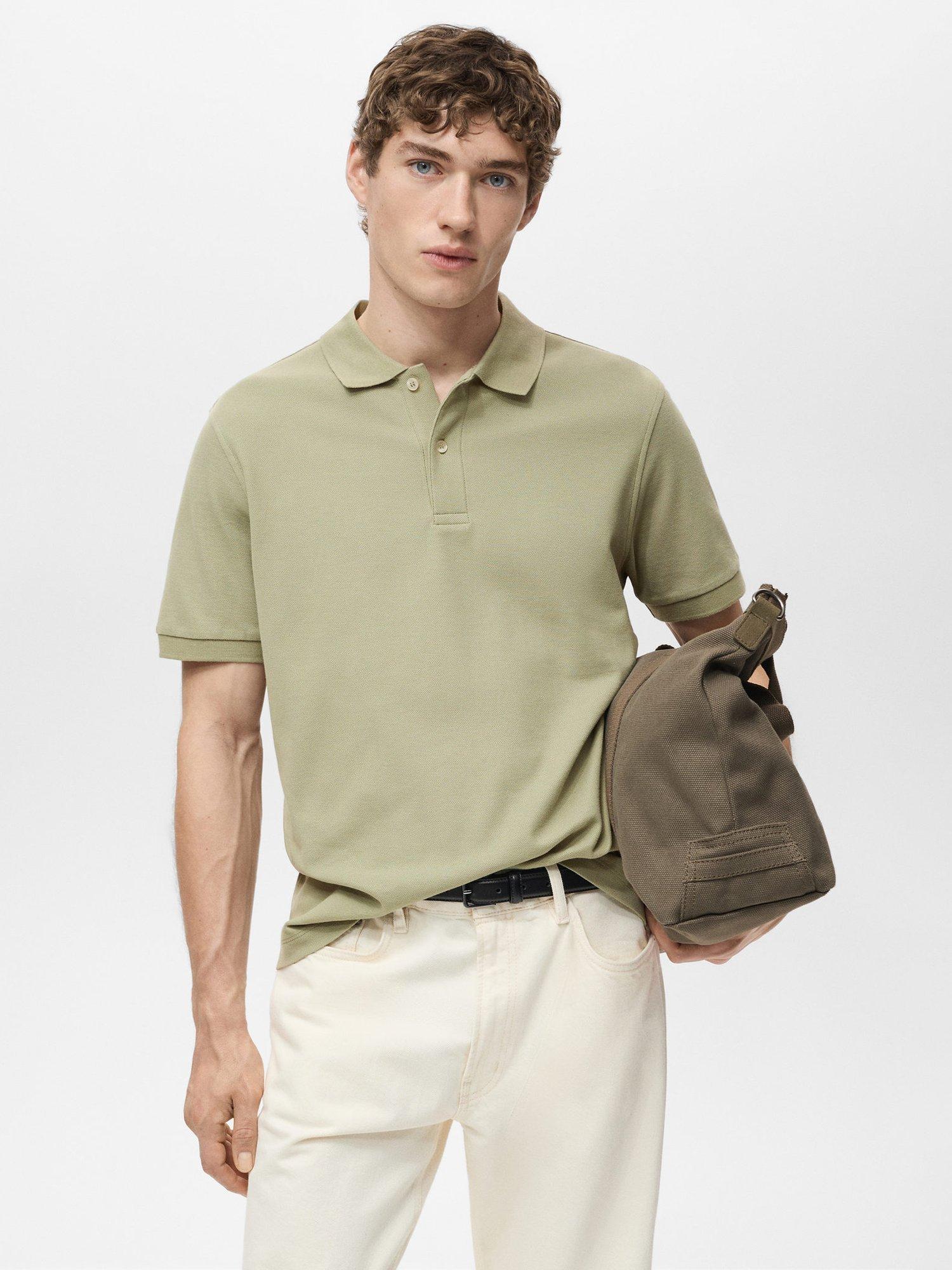 Product image 1 of 8, which shows Mango Rea Cotton Pique Polo Shirt, Beige, L