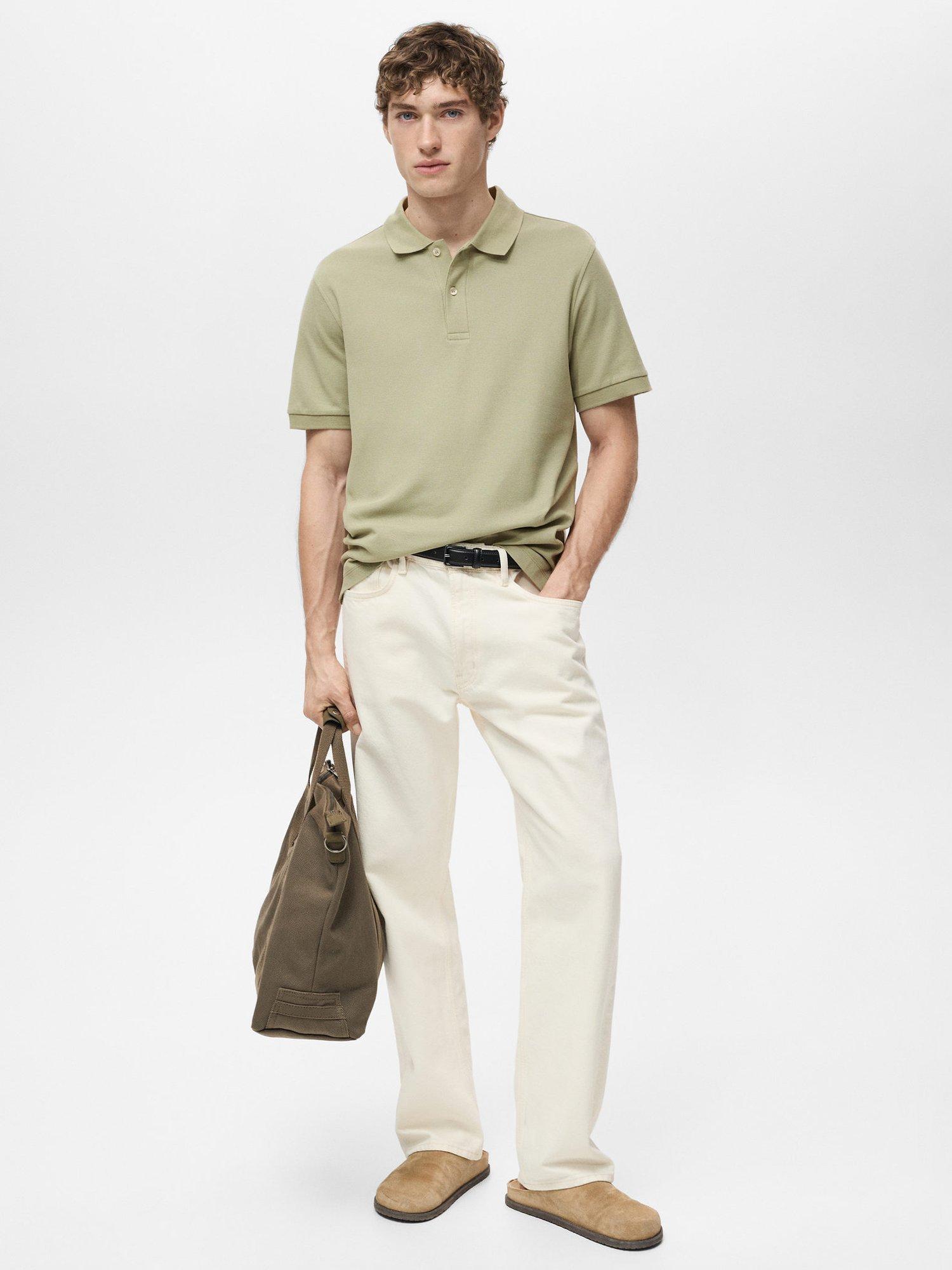 Product image 2 of 8, which shows Mango Rea Cotton Pique Polo Shirt, Beige, L