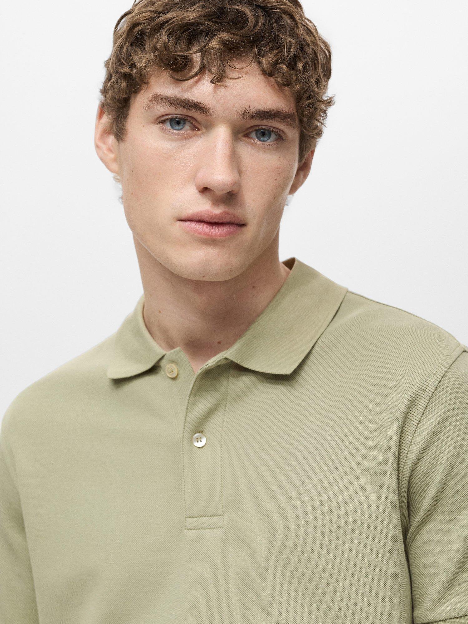 Product image 6 of 8, which shows Mango Rea Cotton Pique Polo Shirt, Beige, L