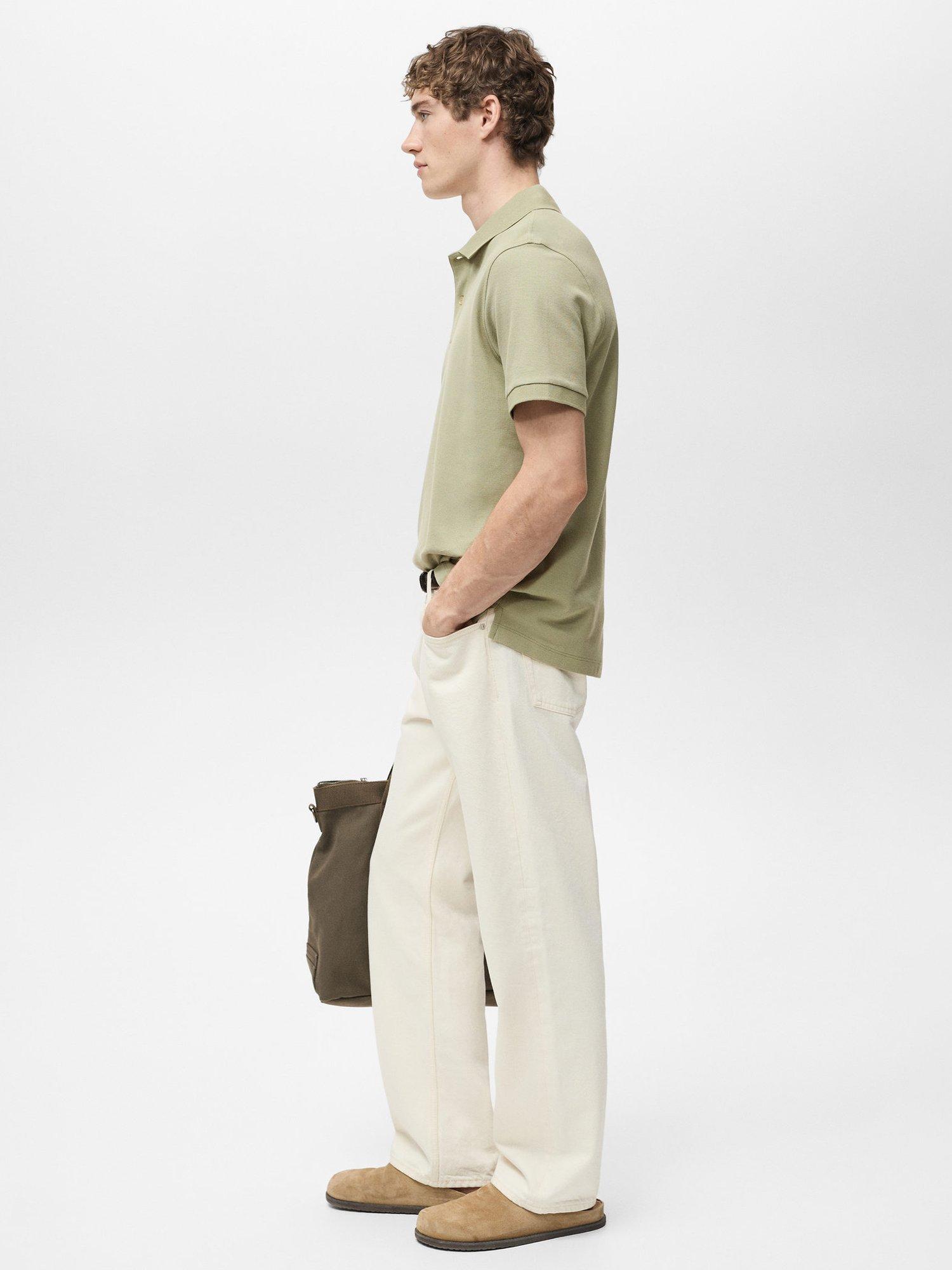 Product image 7 of 8, which shows Mango Rea Cotton Pique Polo Shirt, Beige, L