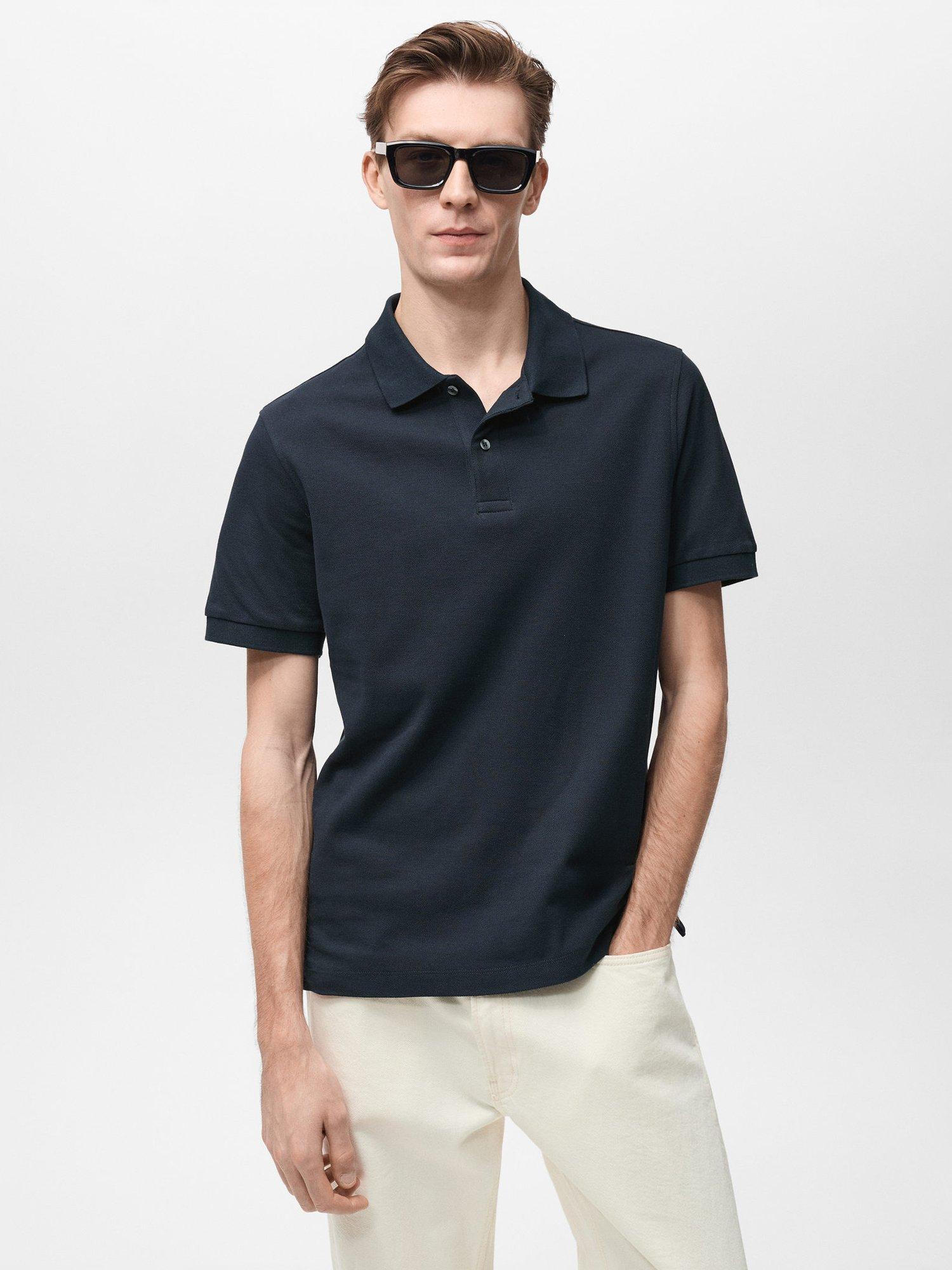 Product image 1 of 8, which shows Mango Rea Regular Fit Polo Shirt, Navy, XS