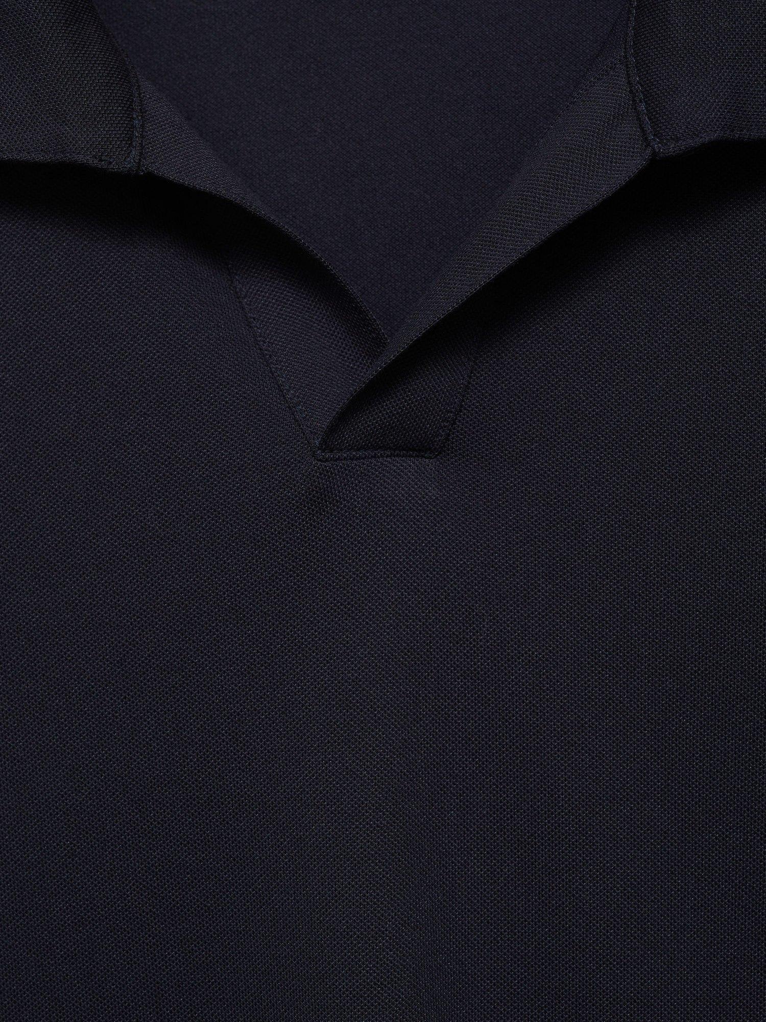 Product image 7 of 7, which shows Mango Taga Cotton Blend Regular Fit Short Sleeve Polo Shirt, Dark Blue, XS