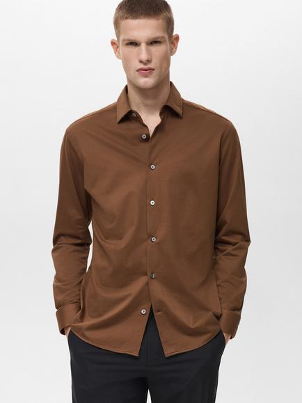 Mango Adana Shirt, Mid Brown, Mid Brown
