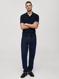 Mango Angelo Knitted Cotton Shirt, Navy