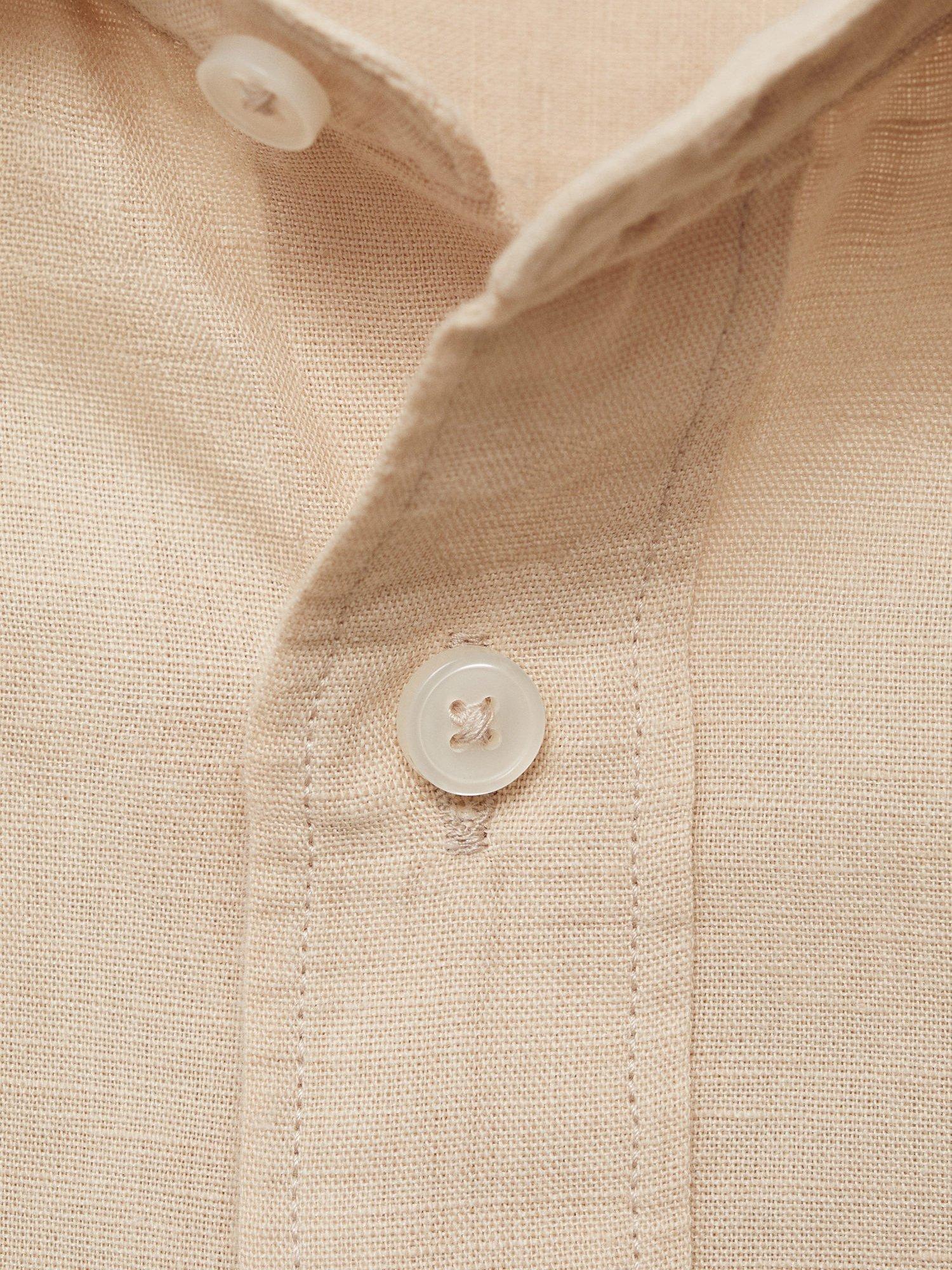 Product image 9 of 9, which shows Mango Avispa Linen Cotton Blend Regular Fit Shirt, Light Pastel Brown, XS
