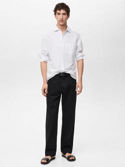 Mango Avispa Linen Cotton Blend Regular Fit Shirt - view 2, White