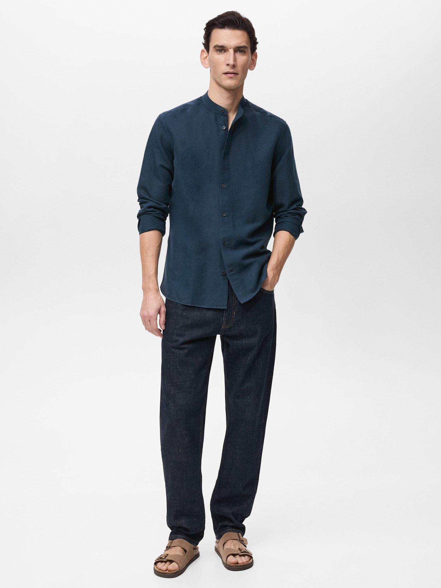 Product image 2 of 8, which shows Mango Chennai Linen Blend Regular Fit Shirt, Navy, XS
