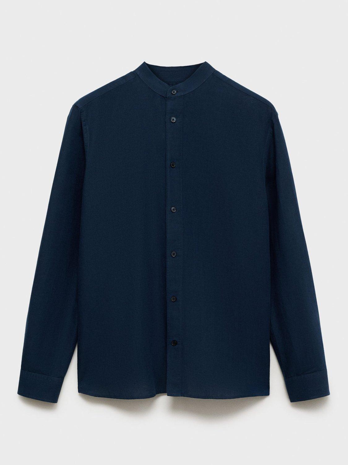 Product image 3 of 8, which shows Mango Chennai Linen Blend Regular Fit Shirt, Navy, XS