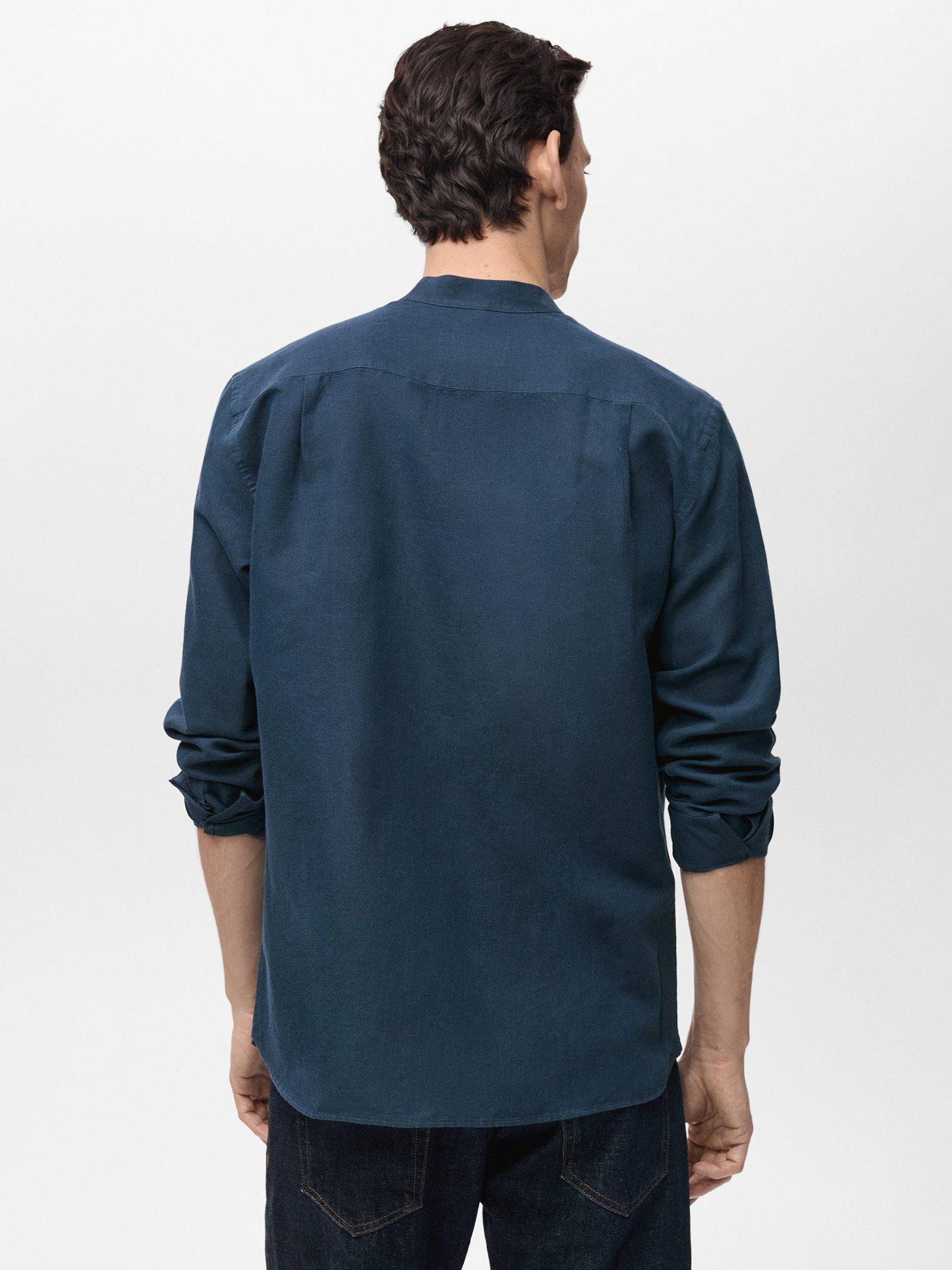 Product image 4 of 8, which shows Mango Chennai Linen Blend Regular Fit Shirt, Navy, XS
