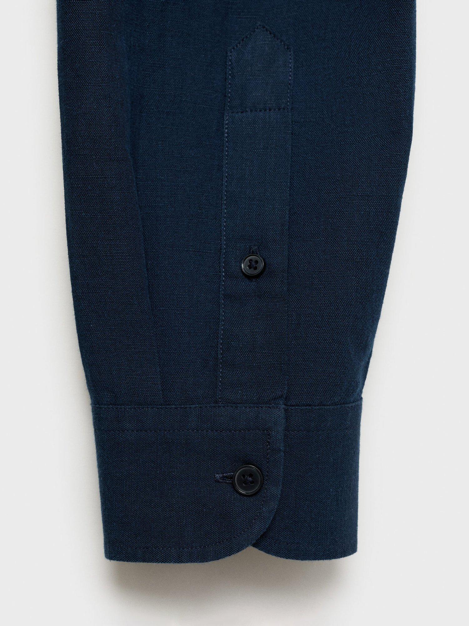 Product image 5 of 8, which shows Mango Chennai Linen Blend Regular Fit Shirt, Navy, XS