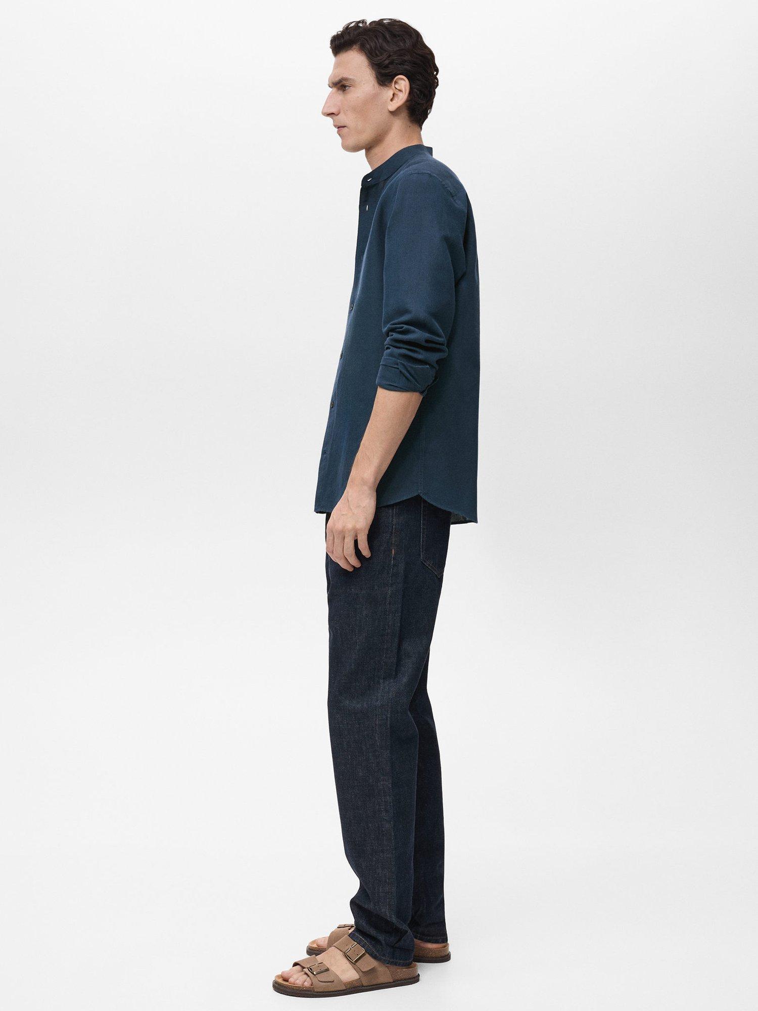 Product image 7 of 8, which shows Mango Chennai Linen Blend Regular Fit Shirt, Navy, XS
