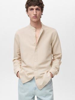 Mango Chennai Linen Blend Regular Fit Shirt, Beige