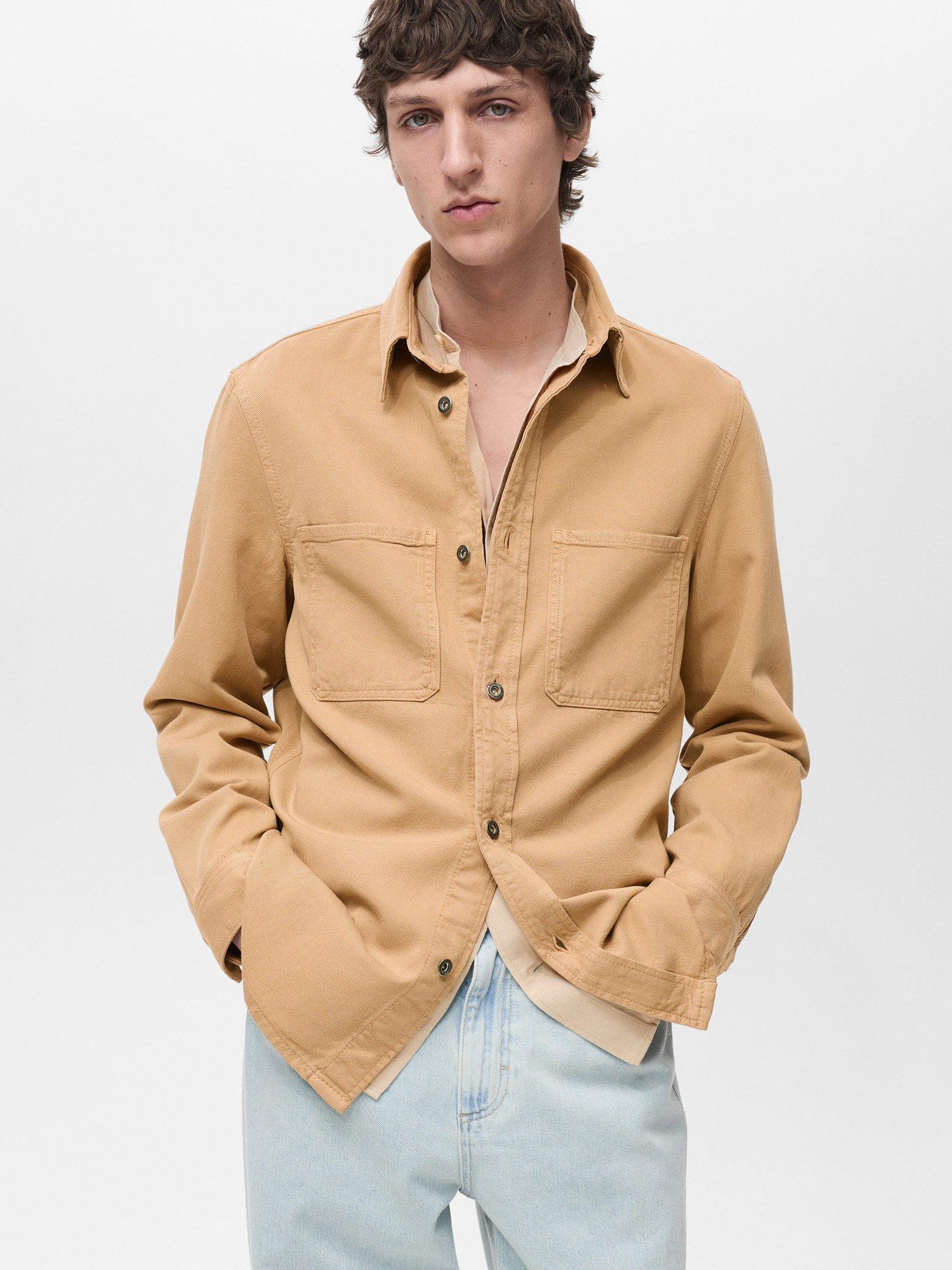 Product image 1 of 8, which shows Mango Jay Cotton Blend Relaxed Fit Shirt, Beige, L