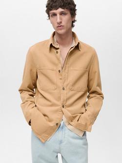 Mango Jay Cotton Blend Relaxed Fit Shirt, Natural White, Beige