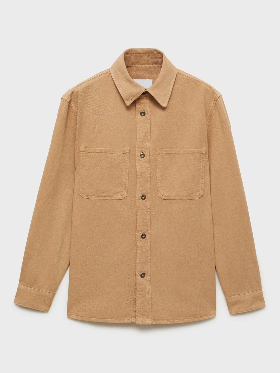 Product image 3 of 8, which shows Mango Jay Cotton Blend Relaxed Fit Shirt, Beige, L