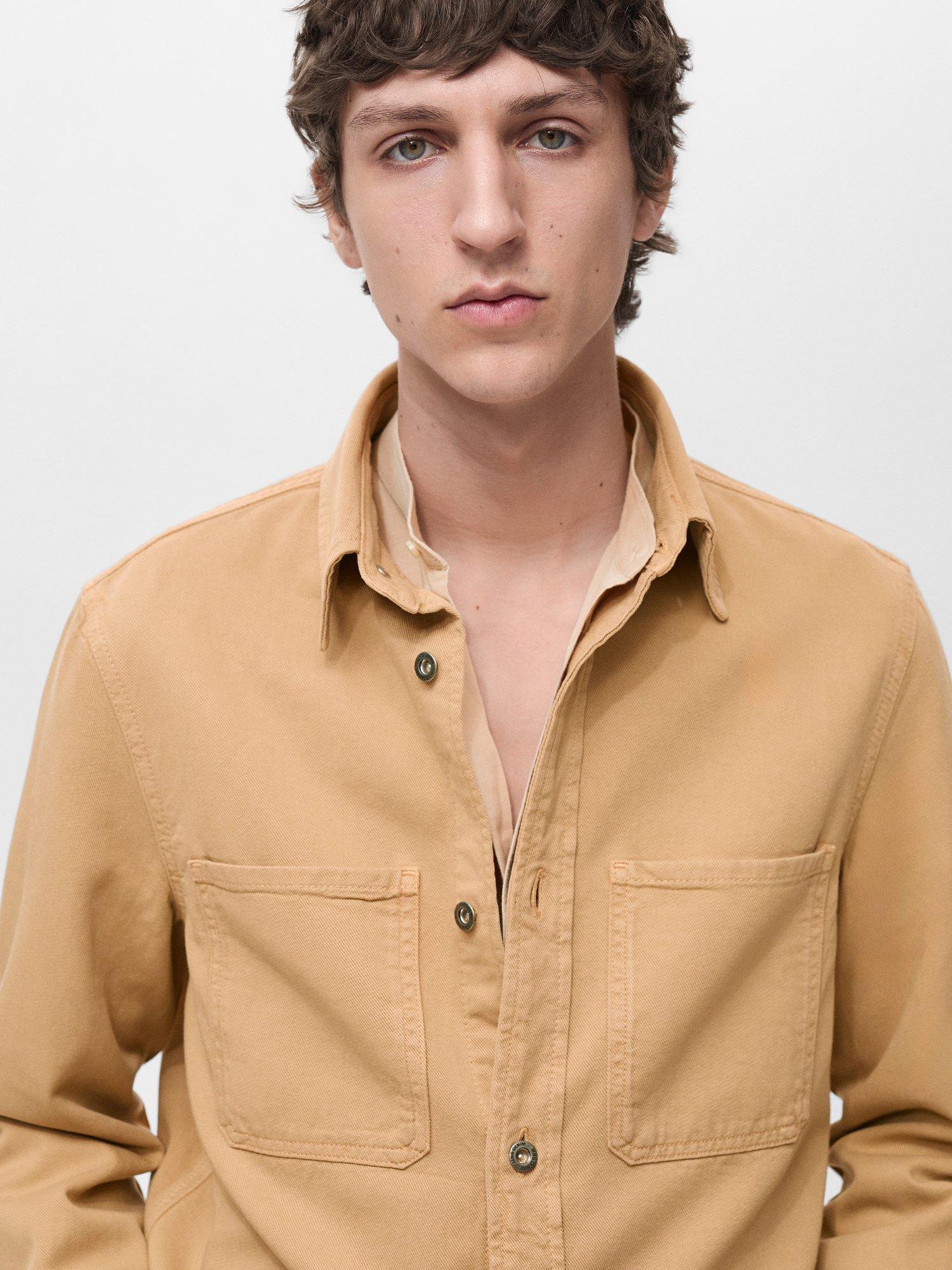 Product image 6 of 8, which shows Mango Jay Cotton Blend Relaxed Fit Shirt, Beige, L