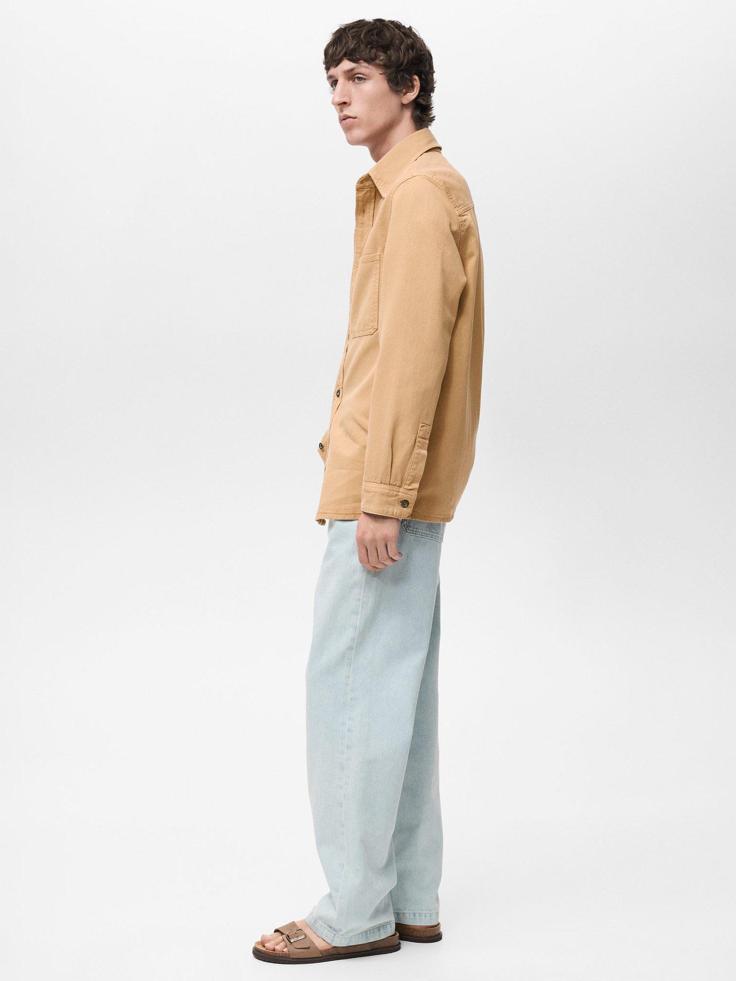 Product image 7 of 8, which shows Mango Jay Cotton Blend Relaxed Fit Shirt, Beige, L
