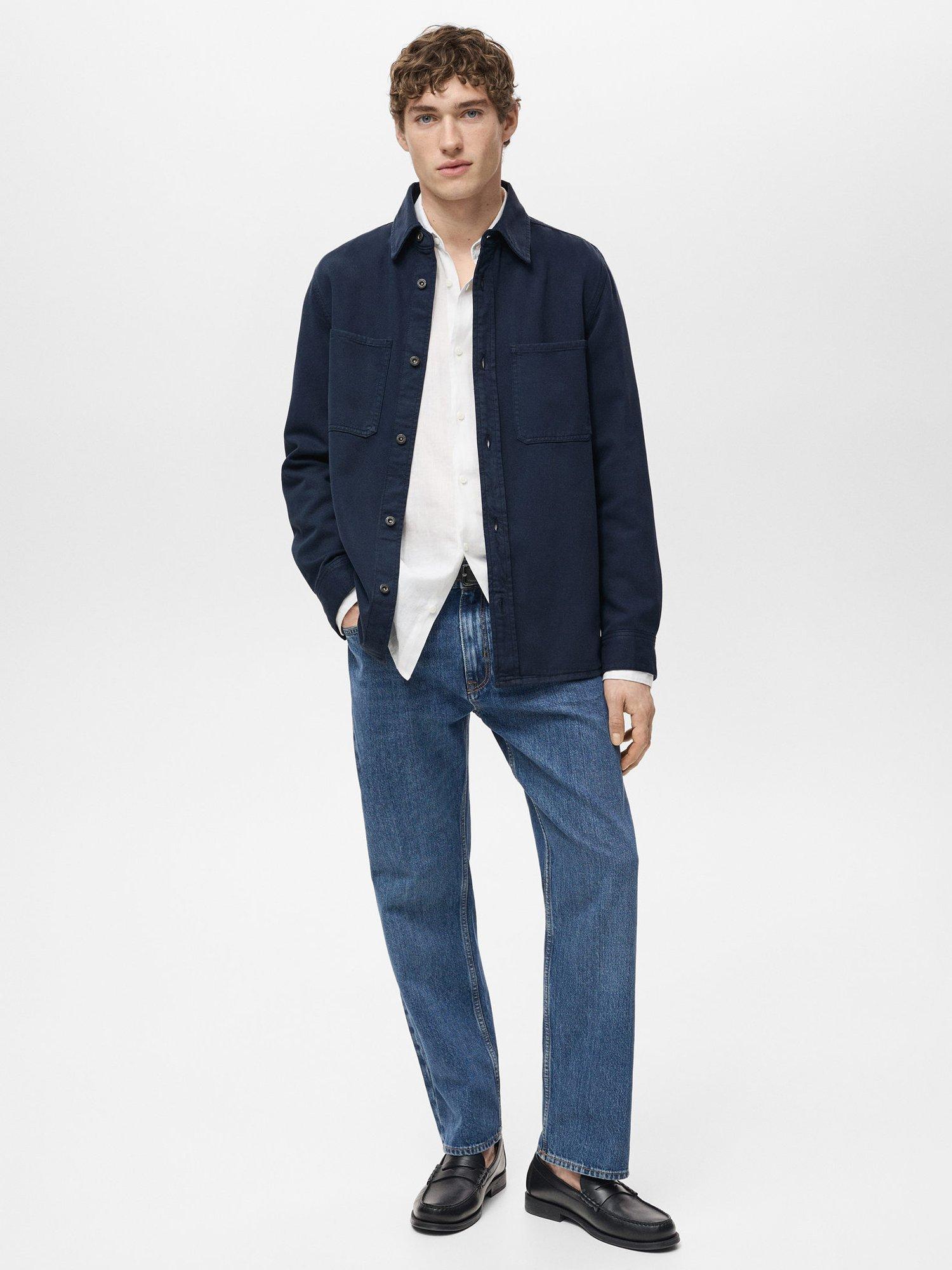 Product image 2 of 8, which shows Mango Jay Cotton Blend Relaxed Fit Shirt, Navy, XS