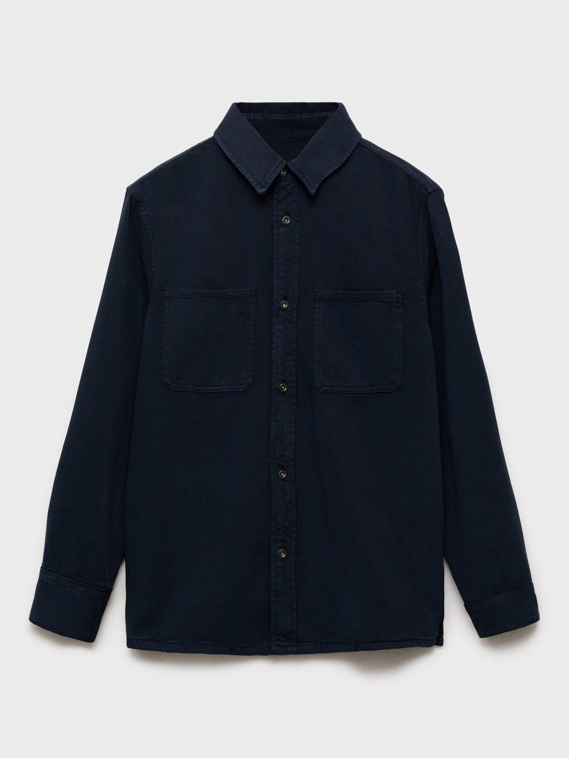 Product image 3 of 8, which shows Mango Jay Cotton Blend Relaxed Fit Shirt, Navy, XS