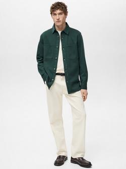 Mango Jay Cotton Blend Relaxed Fit Shirt, Natural White - view 2, Dark Green