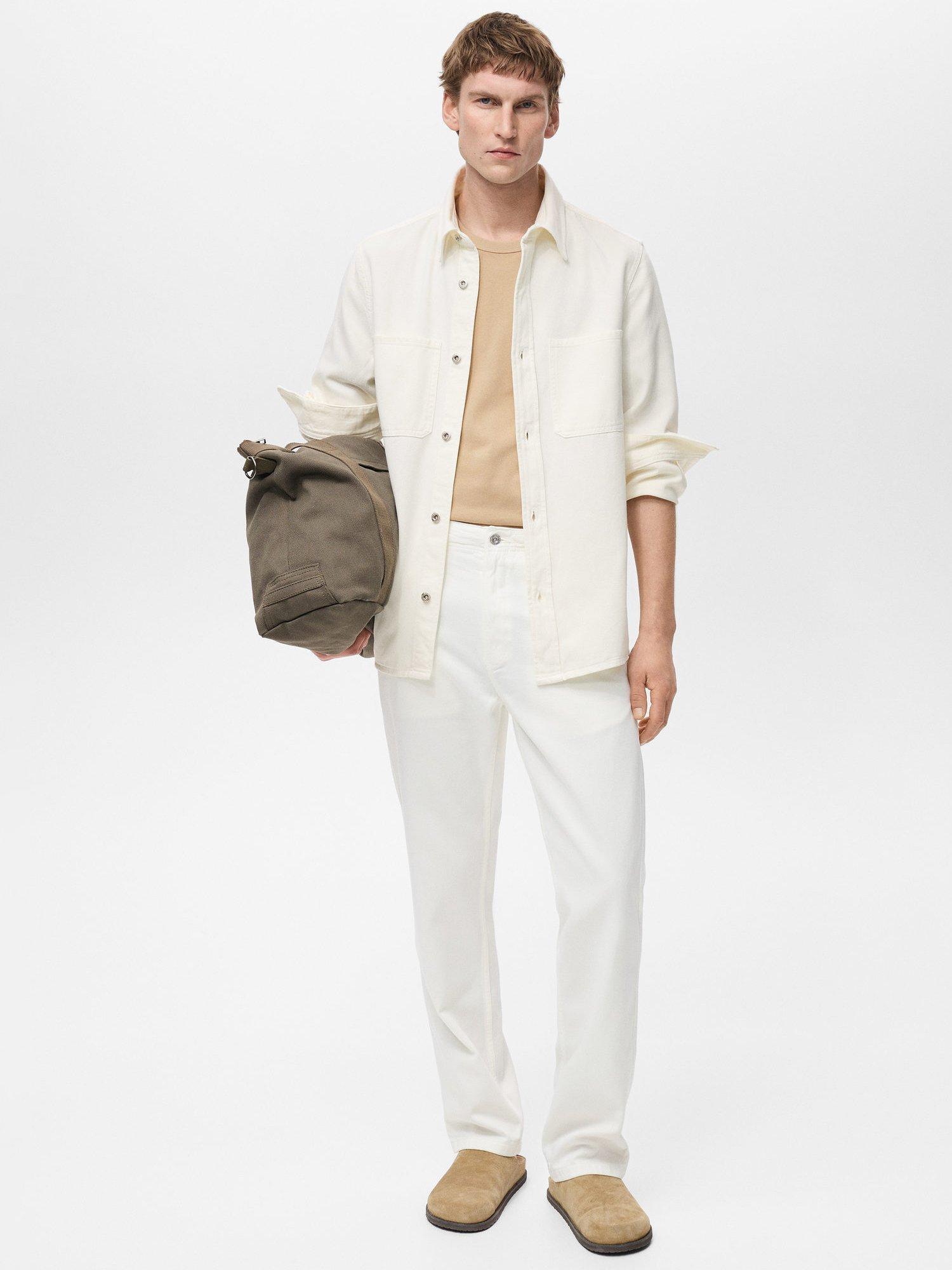 Product image 2 of 8, which shows Mango Jay Cotton Blend Relaxed Fit Shirt, Natural White, XS