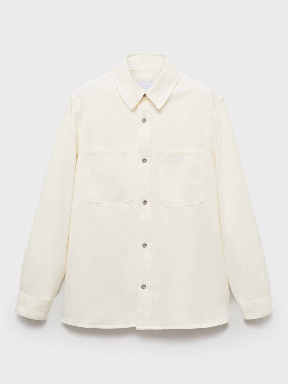 Product image 3 of 8, which shows Mango Jay Cotton Blend Relaxed Fit Shirt, Natural White, XS