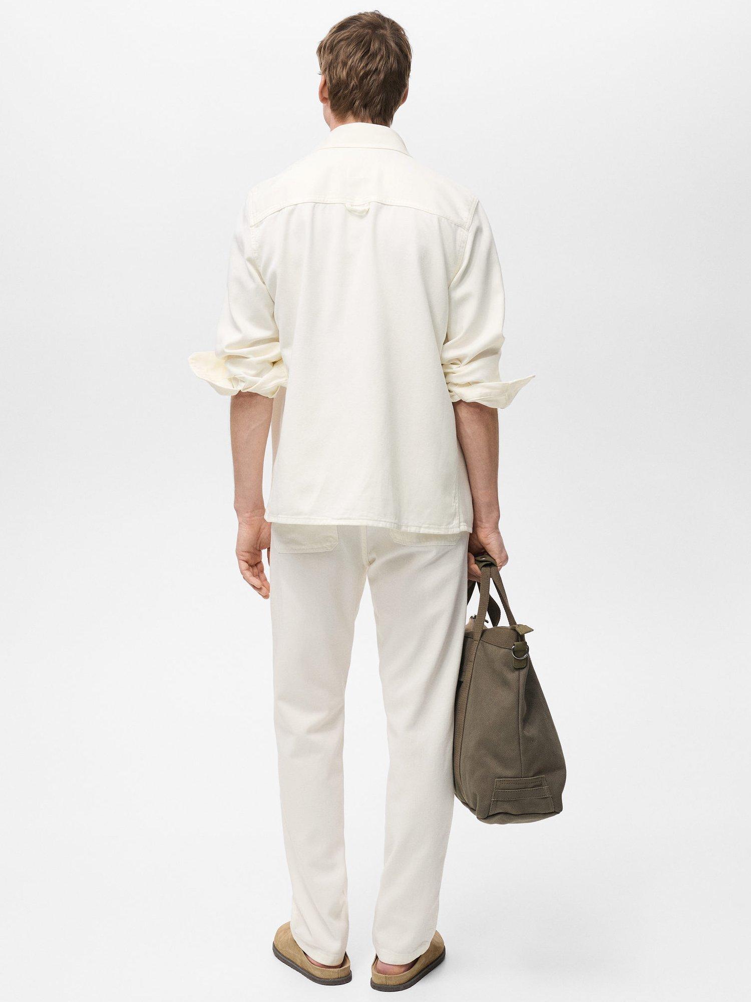 Product image 4 of 8, which shows Mango Jay Cotton Blend Relaxed Fit Shirt, Natural White, XS