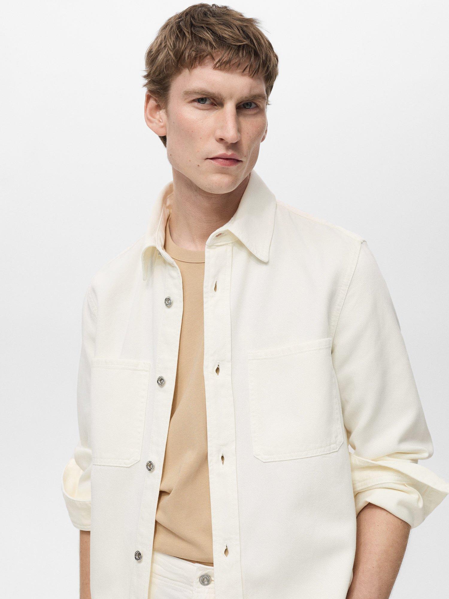 Product image 6 of 8, which shows Mango Jay Cotton Blend Relaxed Fit Shirt, Natural White, XS