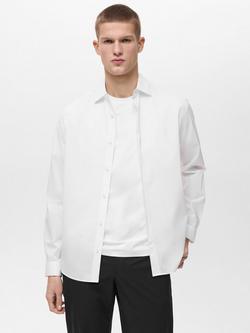 Mango Palmar Cotton Blend Relaxed Fit Shirt, White, White