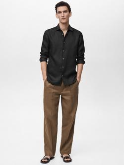 Mango Parrot Linen Regular Fit Shirt - view 2, Black