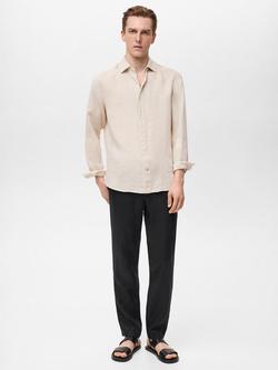 Mango Parrot Linen Regular Fit Shirt, Beige - view 2, Beige