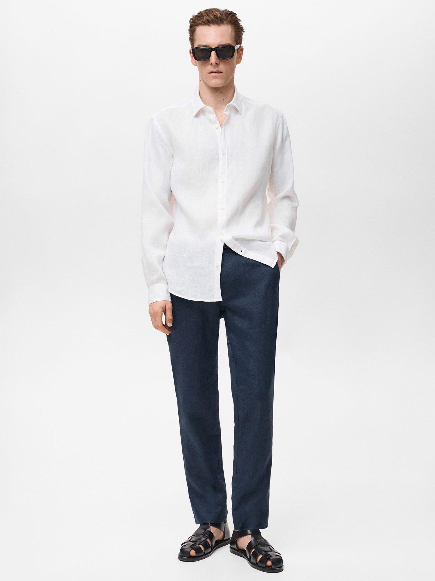 Product image 2 of 9, which shows Mango Parrot Linen Regular Fit Shirt, White, L