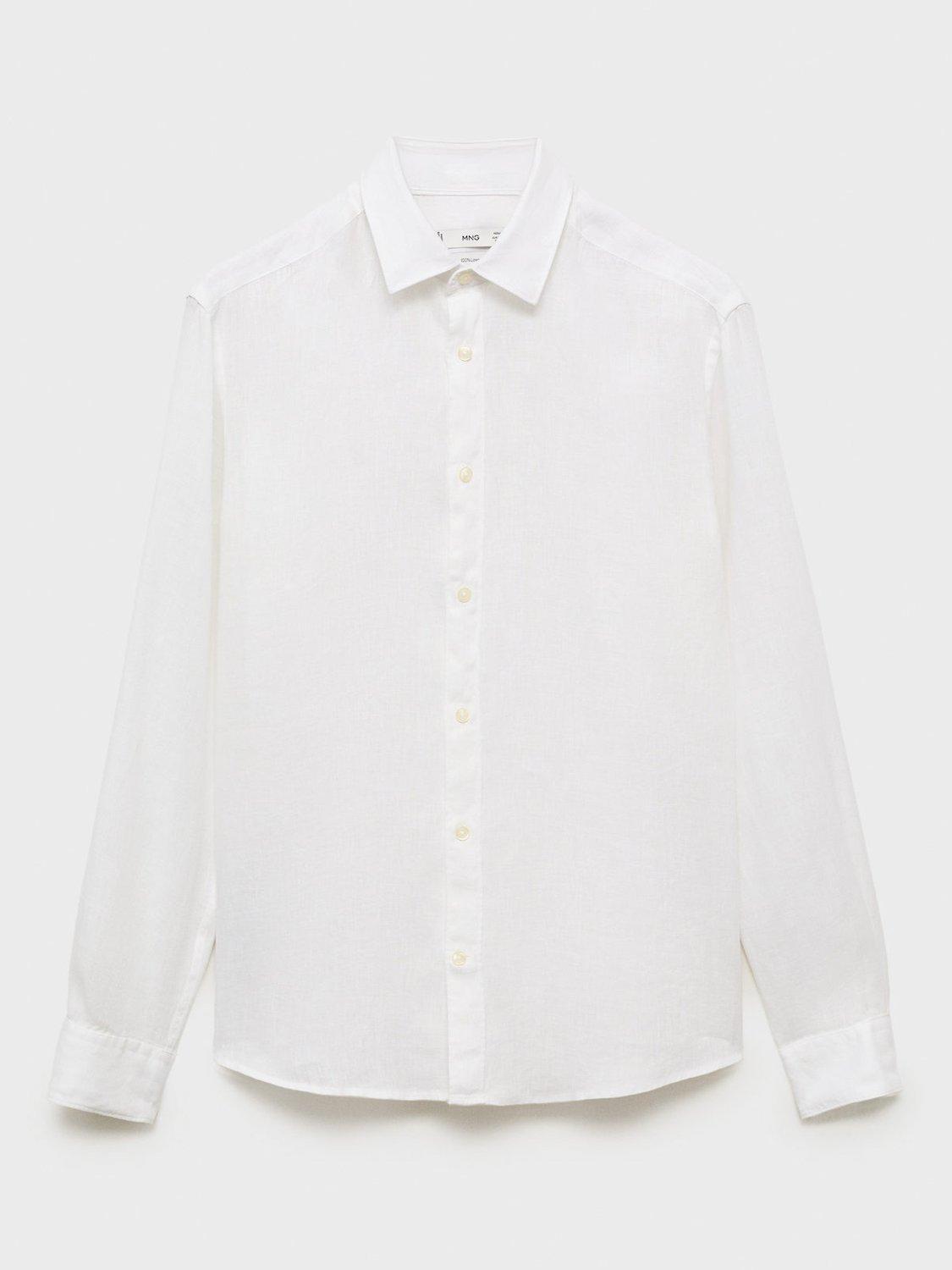 Product image 3 of 9, which shows Mango Parrot Linen Regular Fit Shirt, White, L